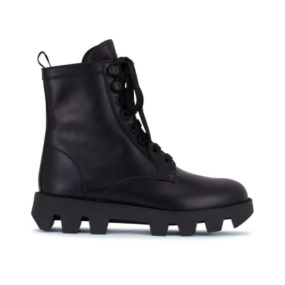 PRADA Mid-Calf Leather Lace-Up Combat boots in Black - Size‎ 41 (US 11) - Picture 1 of 14